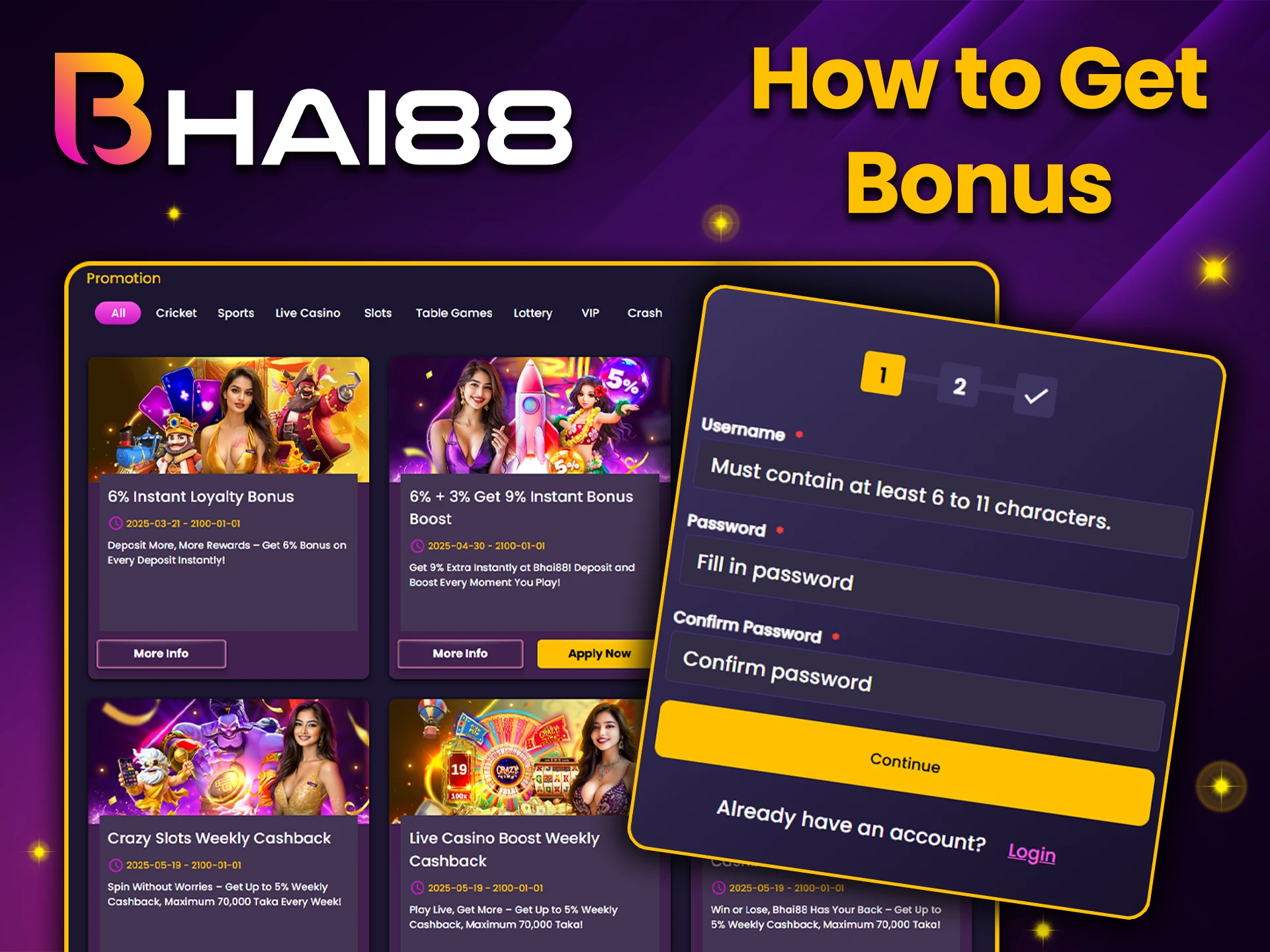 Follow these steps to claim your Bhai88 welcome bonus.