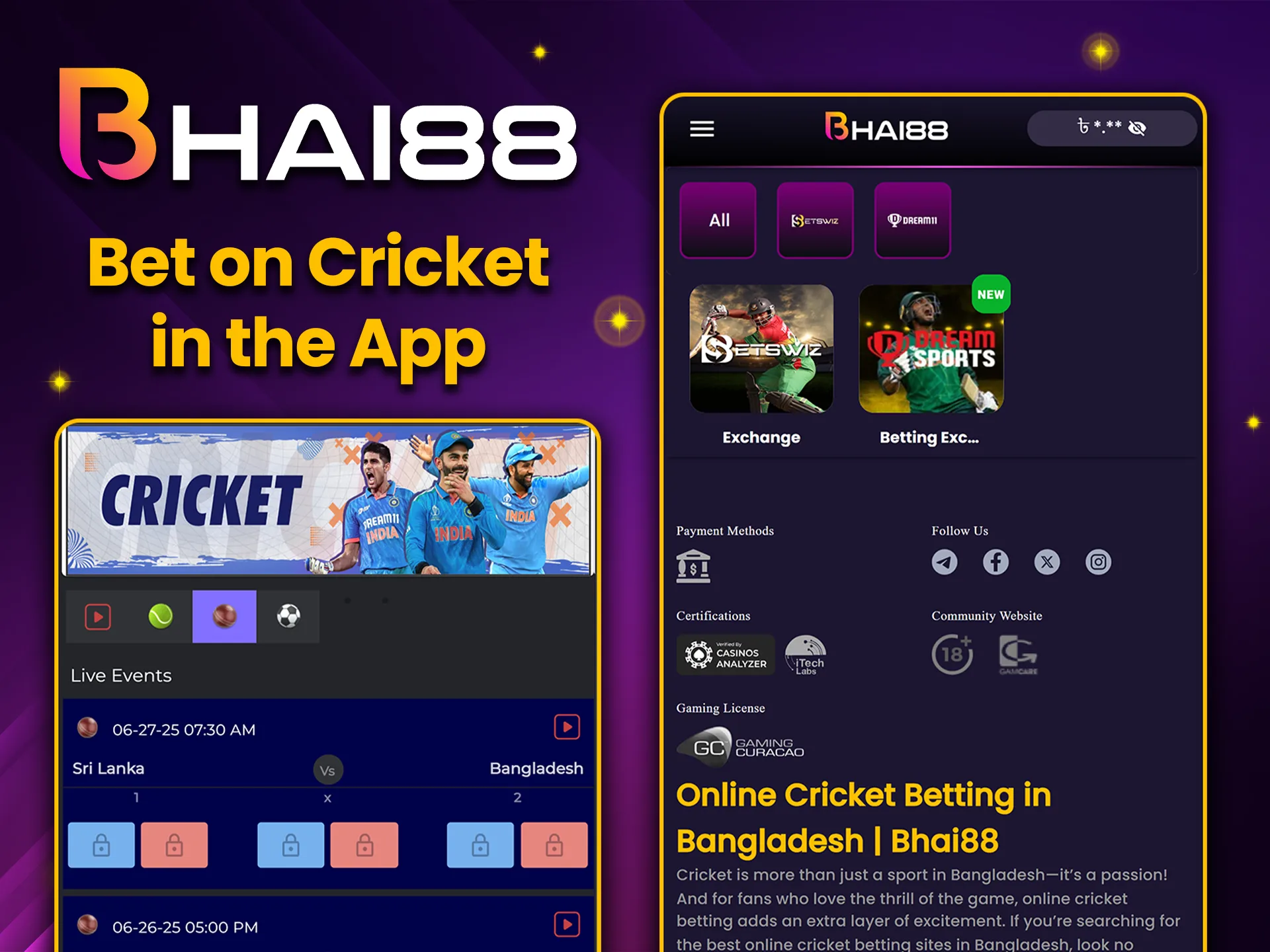 Bhai88 allows you to bet live, track the odds and earn bonuses directly from your phone.