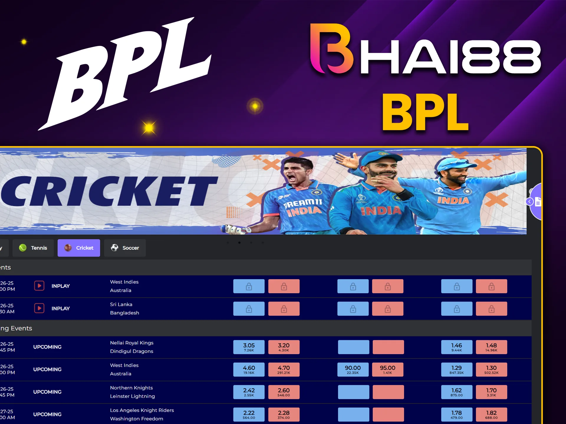 At Bhai88 you can bet on BPL a popular tournament featuring local and international stars especially on the top teams.