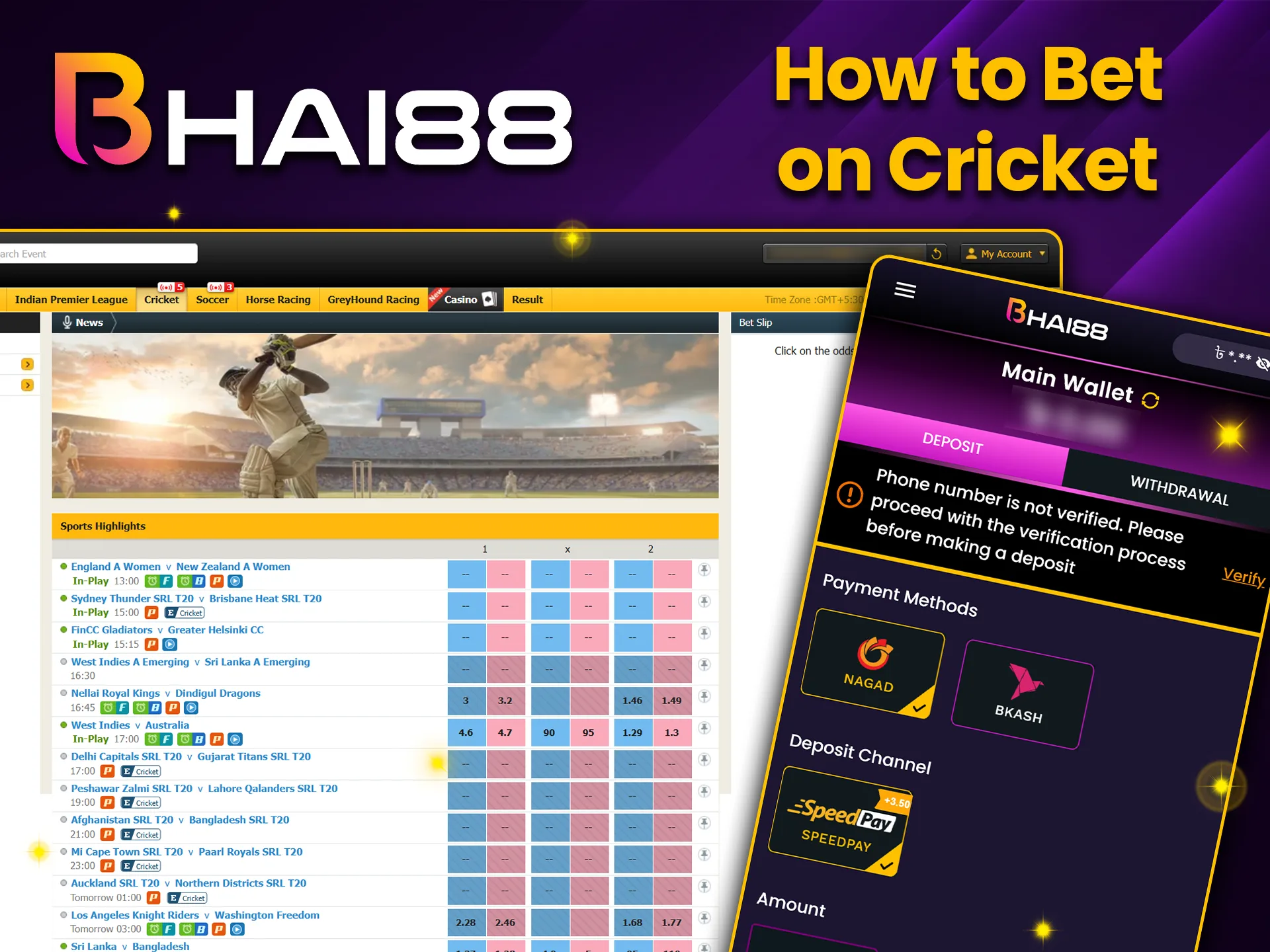 At Bhai88 register, make a deposit, select a match and place a bet, winnings and cashback are automatically credited.