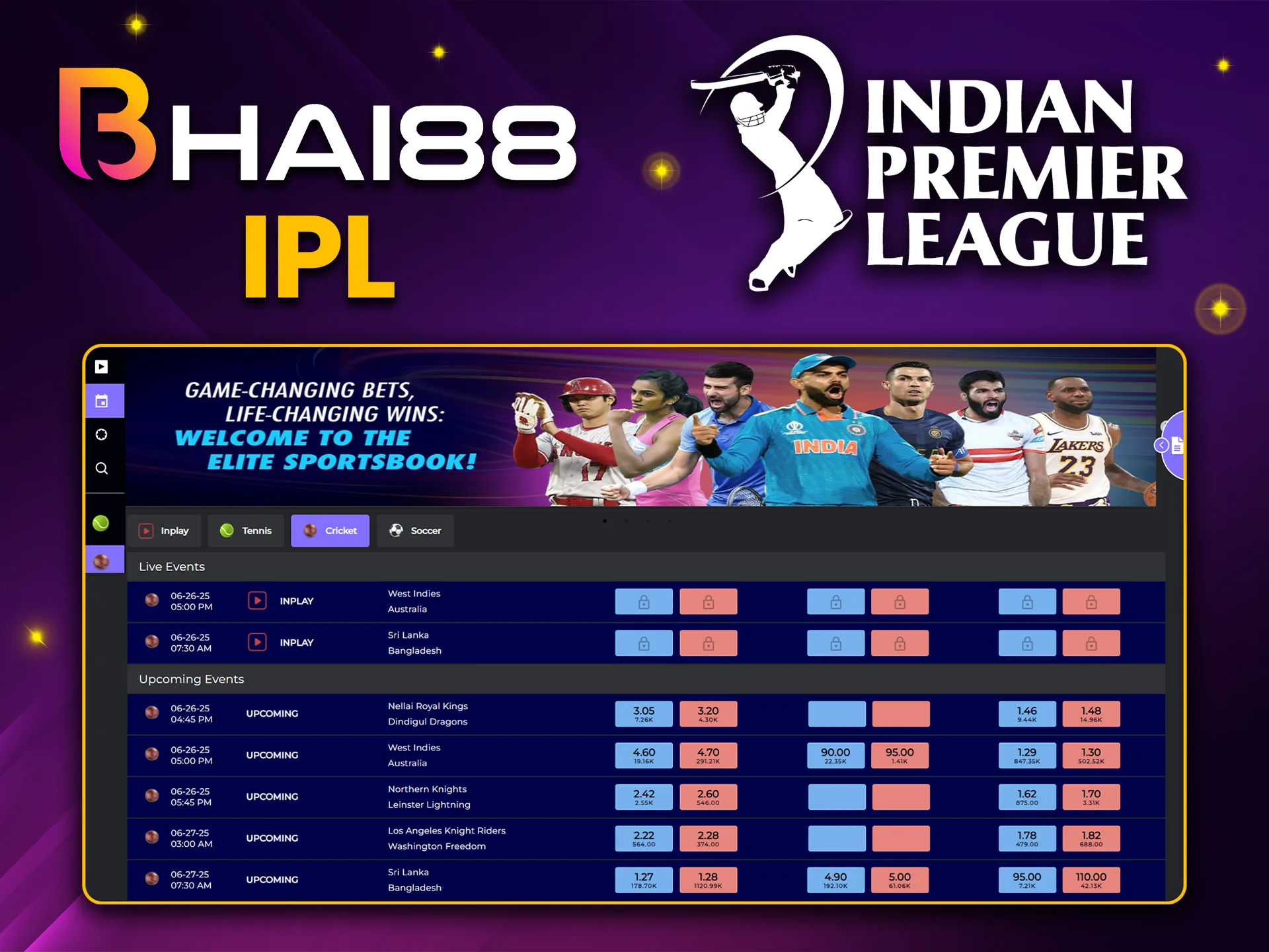 At Bhai88 you can bet on IPL 2025 with matches including top batsman winners and live events.